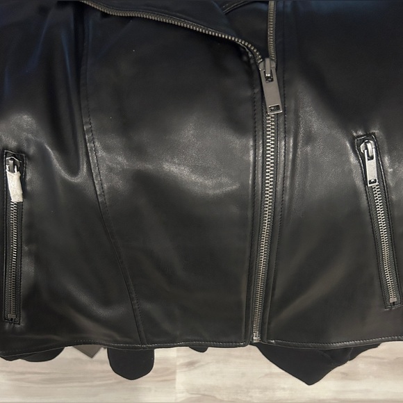 NWT GAP Faux Leather, Moto Jacket, some spots on front and shoulder as pictured. - Picture 7 of 7